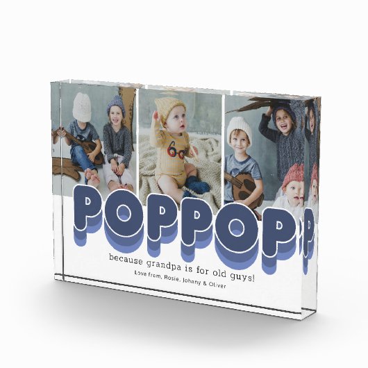 Cute Poppop Grandfather Photo Block Fotoblokken (Rechts)