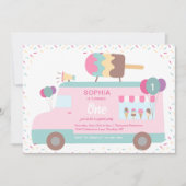 Cute Popsice Cream Truck Birthday Party Kaart (Voorkant)