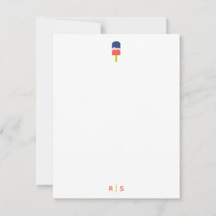 Cute Popsicle Coral Blue Personalized Monogram Notitiekaartje