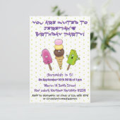 Cute popsicle en icecream cartoon illustratie kaart (Staand voorkant)