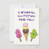 Cute popsicle en icecream cartoon illustratie kaart (Achterkant)