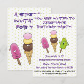 Cute popsicle en icecream cartoon illustratie kaart (Voorkant / Achterkant)