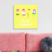 Cute popsicle ice-block Summer waterverf Canvas Afdruk (Insitu (Woonkamer))