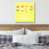 Cute popsicle ice-block Summer waterverf Canvas Afdruk (Insitu (Slaapkamer))