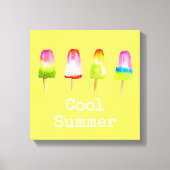 Cute popsicle ice-block Summer waterverf Canvas Afdruk (Voorkant)