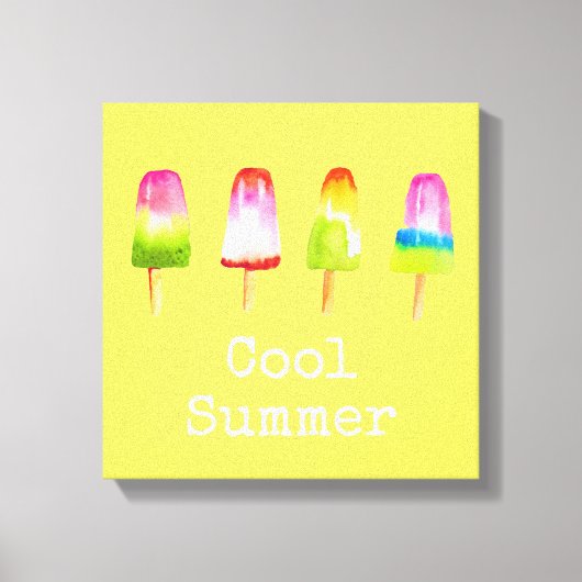 Cute popsicle ice-block Summer waterverf Canvas Afdruk (Voorkant)