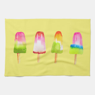 Cute popsicle ice-block Summer waterverf Theedoek