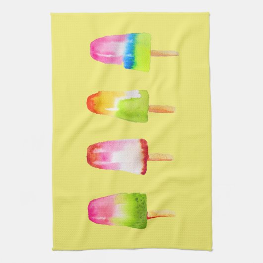 Cute popsicle ice-block Summer waterverf Theedoek (Verticaal)
