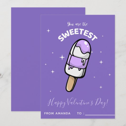 Cute Popsicle Ice-Cream Kinder Class Valentijnsdag Feestdagenkaart (Voorkant / Achterkant)