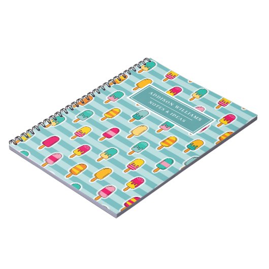 Cute Popsicle Summer Pattern Name Custom Notitieboek (Linkerzijde)