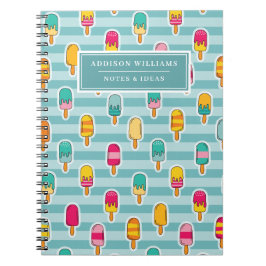 Cute Popsicle Summer Pattern Name Custom Notitieboek