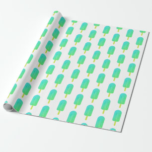 Cute Popsicles Pattern Green/Turquoise Ombre Cadeaupapier