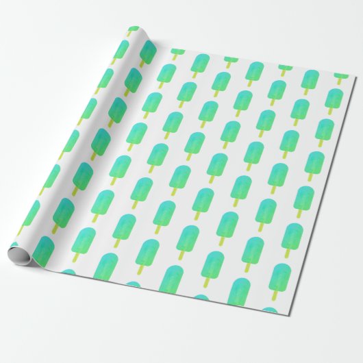 Cute Popsicles Pattern Green/Turquoise Ombre Cadeaupapier (Uitgerold)