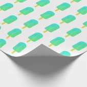 Cute Popsicles Pattern Green/Turquoise Ombre Cadeaupapier (Hoek)