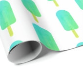 Cute Popsicles Pattern Green/Turquoise Ombre Cadeaupapier (Rol Hoek)