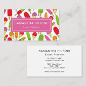 Cute Popsitern Pattern Pink Event Planner Visitekaartje (Voorkant / Achterkant)