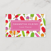 Cute Popsitern Pattern Pink Event Planner Visitekaartje (Voorkant)