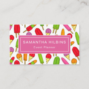 Cute Popsitern Pattern Pink Event Planner Visitekaartje