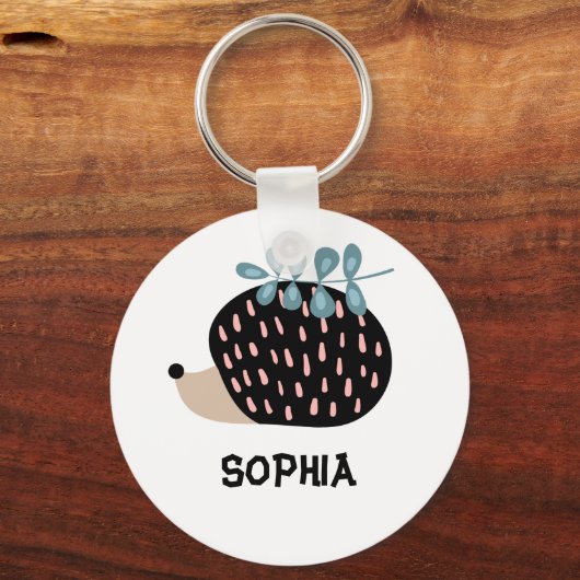 Cute Porcupine Custom Name Sleutelhanger (Voorkant)