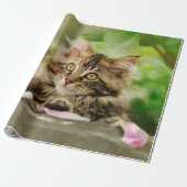Cute Portrait Maine Coon Cat Kitten in een tuin - Cadeaupapier (Uitgerold)