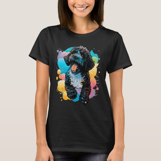 Cute Portuguese Water Dog on Portuguese Water Dog  T-shirt (Voorkant)