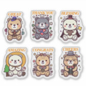 Cute Positive Bear-6 Designs Sticker (Voorkant)
