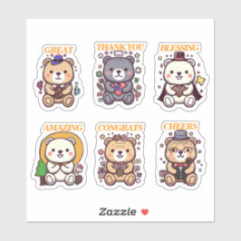 Cute Positive Bear-6 Designs Sticker