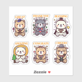 Cute Positive Bear-6 Designs Sticker