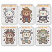 Cute Positive Bear-6 Designs-vol3 シール Sticker (Voorkant)