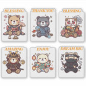 Cute Positive Bear-6 Designs-vol4 Sticker (Voorkant)