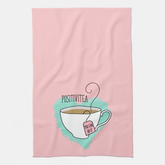Cute Positivitea Gift for Tea Lover Theedoek (Verticaal)