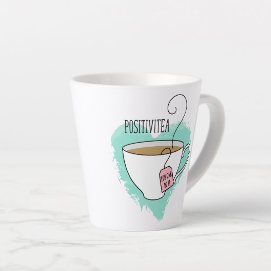 Cute Positivitea Gift for Tea Lovers Latte Mok (Rechterhoek)