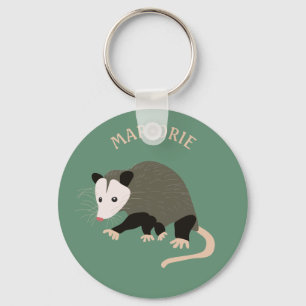 Cute Possum Illustralised Light Green Sleutelhanger