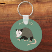 Cute Possum Illustralised Light Green Sleutelhanger (Voorkant)