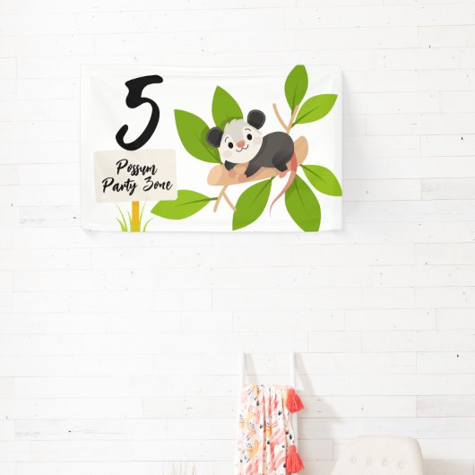 Cute Possum Party Zone Custom Age Number Spandoek (Insitu)