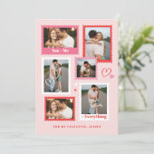 Cute Postage Stamp Photo Collage Hearts Valentine Feestdagenkaart (Staand voorkant)
