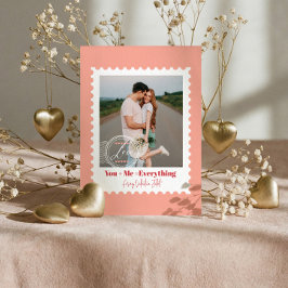 Cute Postage Stamp Photo Hearts Valentine's Day Feestdagenkaart