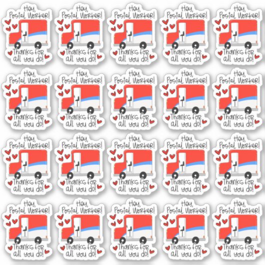 Cute Postal Worker Bedankt Canada Post Truck Sticker (Voorkant)