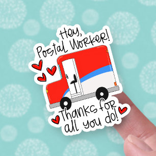 Cute Postal Worker Bedankt Canada Post Truck Sticker