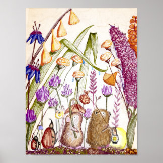 Cute Postkaart Dieren Parade Poster