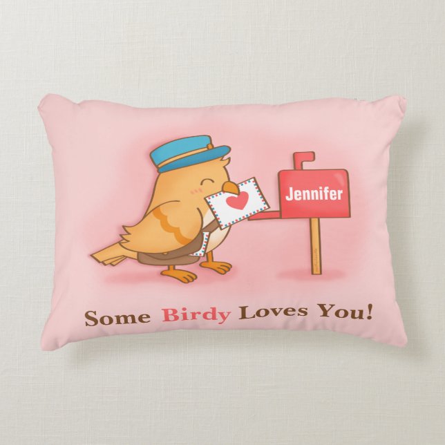 Cute Postman Bird Love Confession Sierkussen Decoratief Kussen (Voorkant)