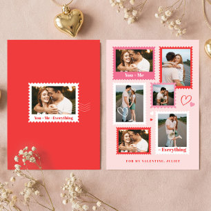 Cute Postzegel Foto Collage Hartjes Valentijnsdag Feestdagenkaart