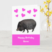 Cute Pot Bellied Pig Happy Birthday Kaart (Gele Bloem)