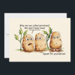 Cute Potates heeft Toes Funny Potato Pun<br><div class="desc">Cute en grappige cartoon/striptekening. Waarom noemen we aardappelen? We hebben geen tenen. Een heeft grote voeten met grote tenen en zegt: Spreek voor jezelf. Grappig bruine aardappelen die Kunstontwerp tekenen. Hoog grafisch afbeelding. Tekening door de Irony Design Donna Léger.</div>