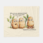 Cute Potates heeft Toes Funny Potato Pun Beige Fleece Deken (Voorkant (Horizontaal))