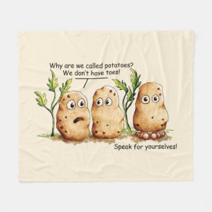 Cute Potates heeft Toes Funny Potato Pun Beige Fleece Deken