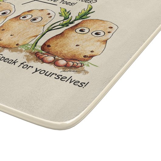 Cute Potates heeft Toes Funny Potato Pun Brown Snijplank (Hoek)