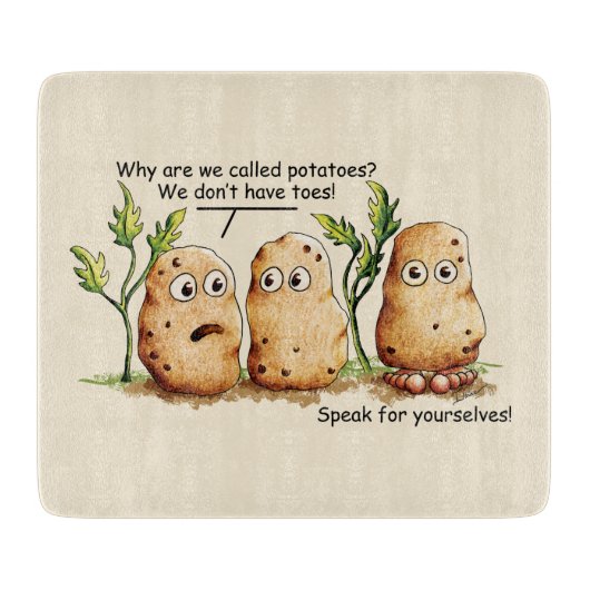 Cute Potates heeft Toes Funny Potato Pun Brown Snijplank (Voorkant)