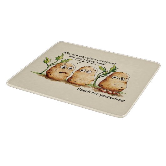 Cute Potates heeft Toes Funny Potato Pun Brown Snijplank (Hoek)
