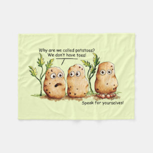 Cute Potates heeft Toes Funny Potato Pun Green Fleece Deken